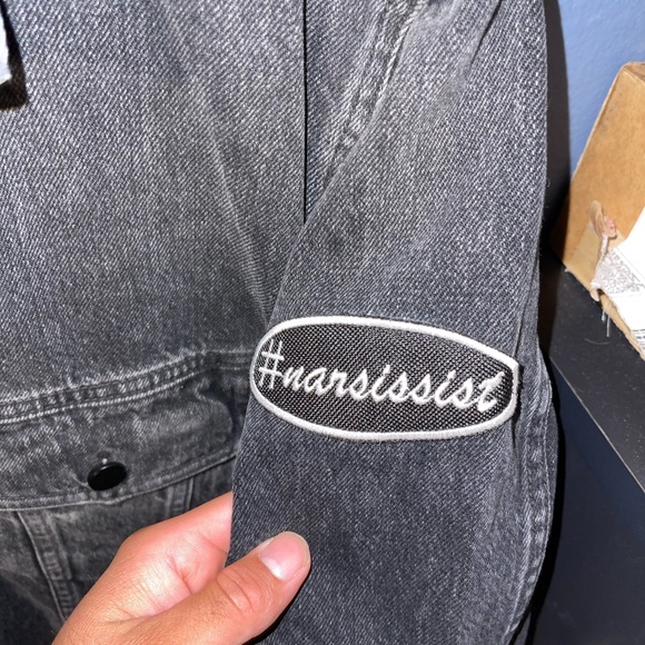 Alexander Wang Daze Faded Distressed Oversized Denim Jacket MannyMua Womens L - Picture 6 of 11